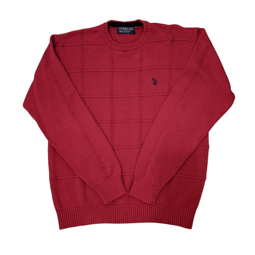 U.S. Polo Assn. Pullover Sweater Wine Burgundy Crew Preppy Layer Size XL